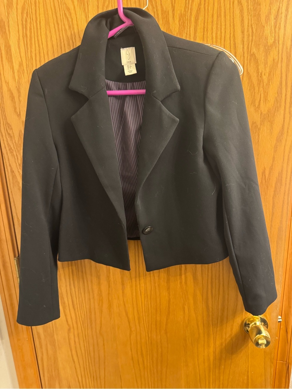 Joie Black Cropped Single-Button Blazer